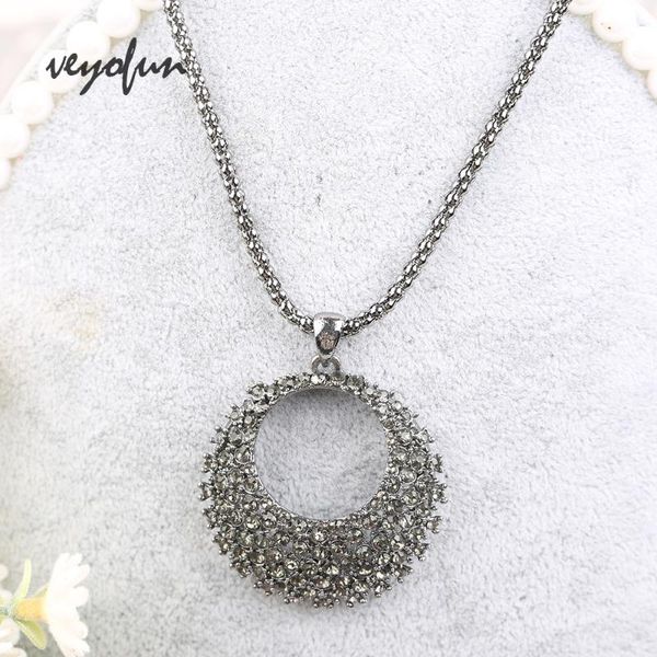 

pendant necklaces veyofun shiny rhinestone zinc alloy charm long chain necklace fashion jewelry choker, Silver