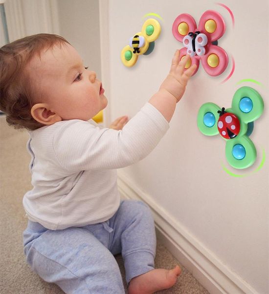 

fidget spinner baby bell toy bath three color chuck turn pink yellow parent-child interaction relax finger butterfly insects bees fy4472