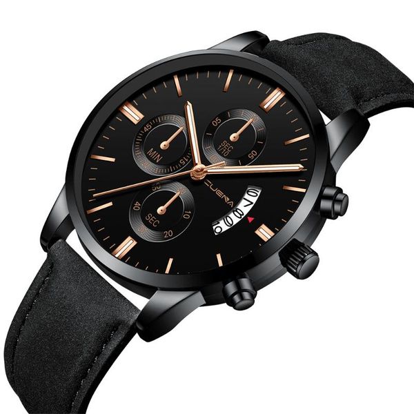 

wristwatches relogio masculino fashion watch men leather band quartz sport stainless steel case classic clock wristwatch reloj hombre, Slivery;brown
