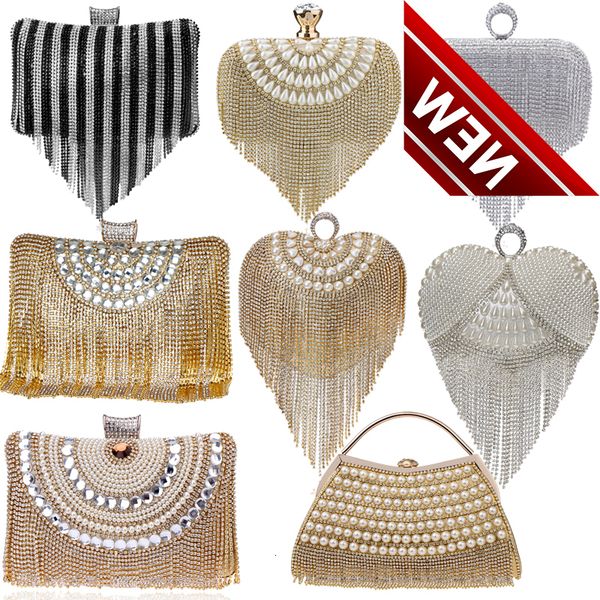 

gloig fashion women tassel evening bags diamonds beaded clutch wedding shoulder party laides case purse