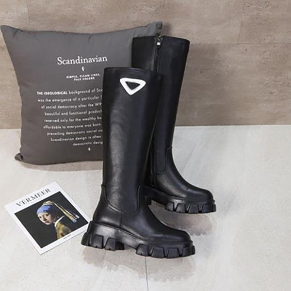 

2021 women boots new fashion ladies boot brand high boots fashion designer women boots high quality, Black