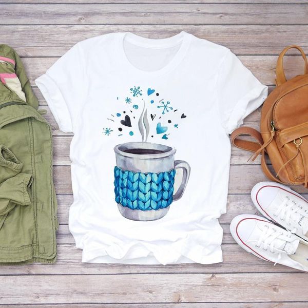 

women 2021 summer short sleeve flower cup star 90s print lady t-shirts t shirt ladies womens graphic female tee t-shirt, White