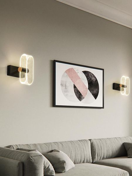 

simple modern led wall lamp aluminum creative black wall-sconce for bedroom bedside background corridor aisle stairwell deco
