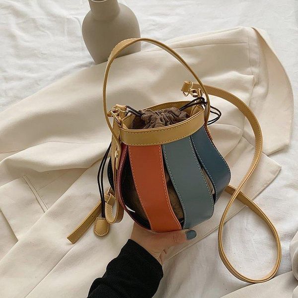 

shoulder bags 2021 summer trendy cute small bucket bag fashion colorful handbag bohemian crossbody female pu messenger