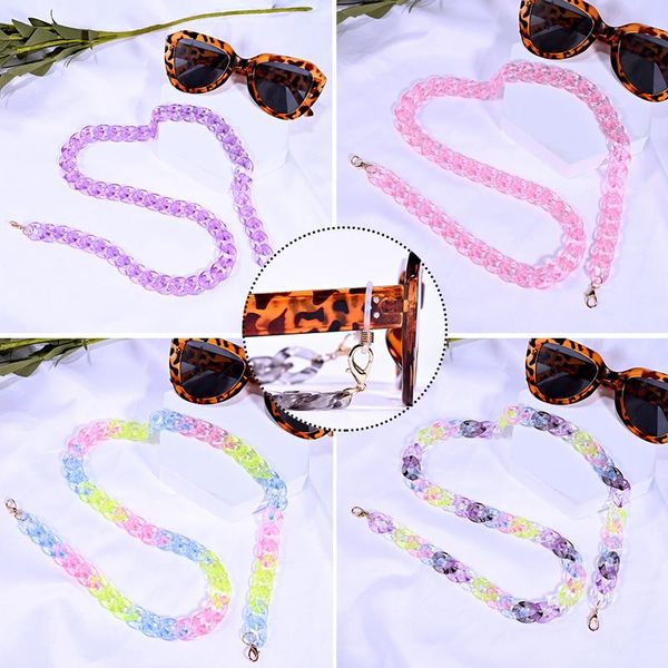 

sunglasses frames simple mask lanyard transparent glasses chain acrylic stylish multifunctional candy color, Silver