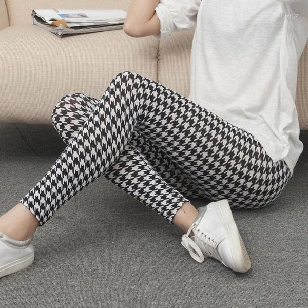 

women's leggings hundreds of thousands birds with a vertical stripe milk silk nine-point pants elastic, Black