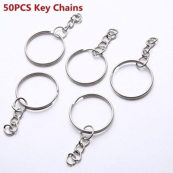 

silver plated metal blank keyring keychain split ring keyfob key holder rings women men diy key chains accessories
