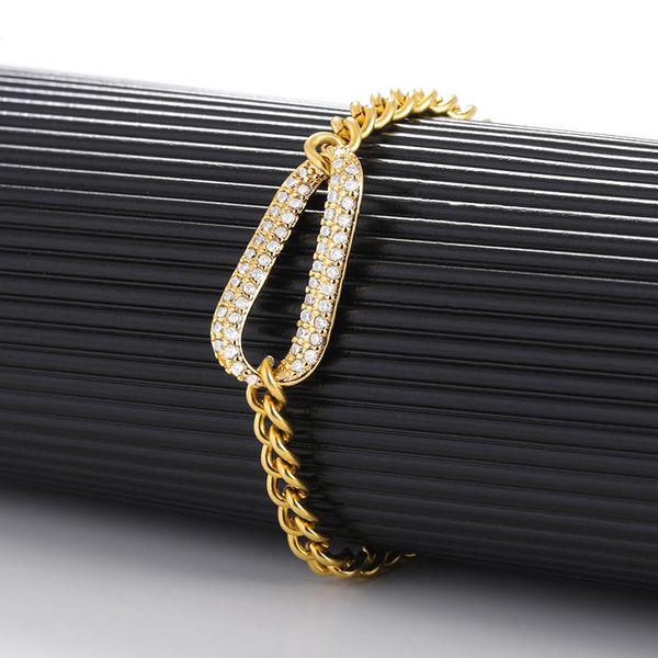 

charm bracelets zircon geometry riding whip chain bracelet vintage cuban punk men women exaggerated metal jewelry round shiny full crystal f, Golden;silver