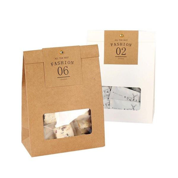 

storage bags stand-up pouch kraft paper window nougat candy biscuit bag accessories