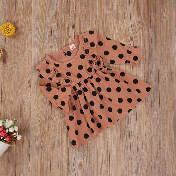 

girl's dresses princess baby girl autumn dress long sleeve retro polka dot print ruffle lovely party infant kids toddler clolthes, Red;yellow