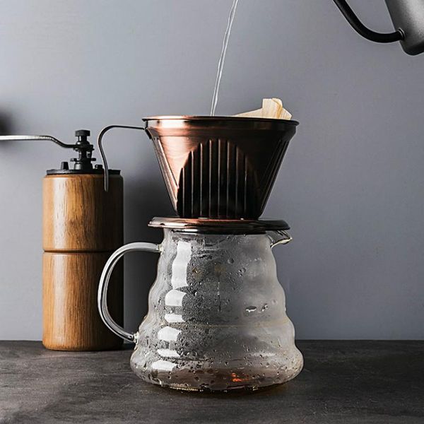 

coffee filters stainless steel filter reusable holder funnel baskets basket cup coffeeware tools accessories da60glq