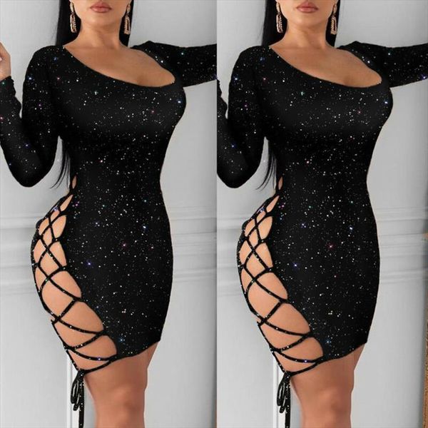

sequin bandage bodycon evening womens dresses party mini, Black;gray