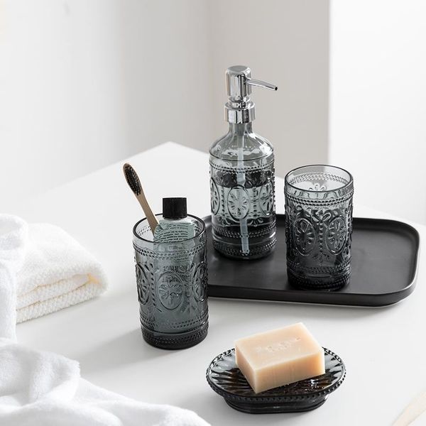 

bath accessory set bathroom accessories glass brush cup soap press lotion dispenser container toiletries