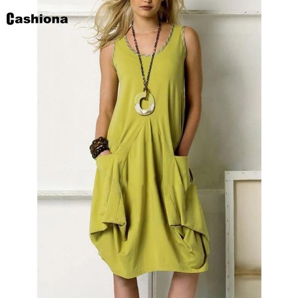 

casual dresses solid color plus size 5xl women dress sleevelesss pocket vestido de mujer summer femme knee-length robe, Black;gray
