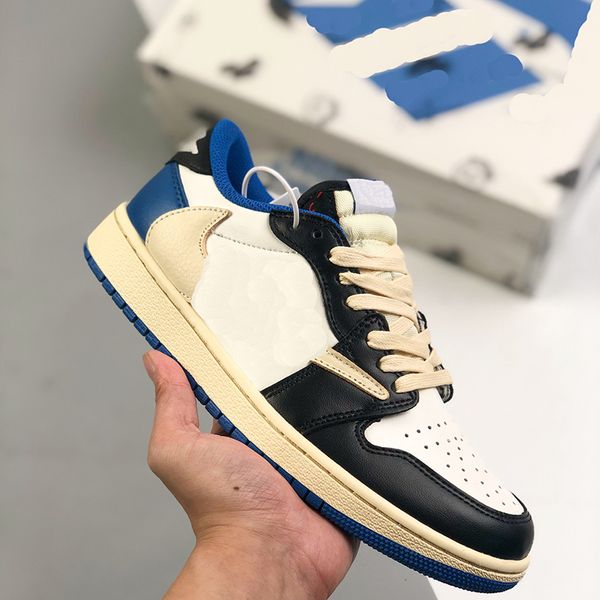 

jumpman 1 og 1s low mens basketball shoes travis scotts x fragment white blue lychee skin with north carolina suede womens running sports sn