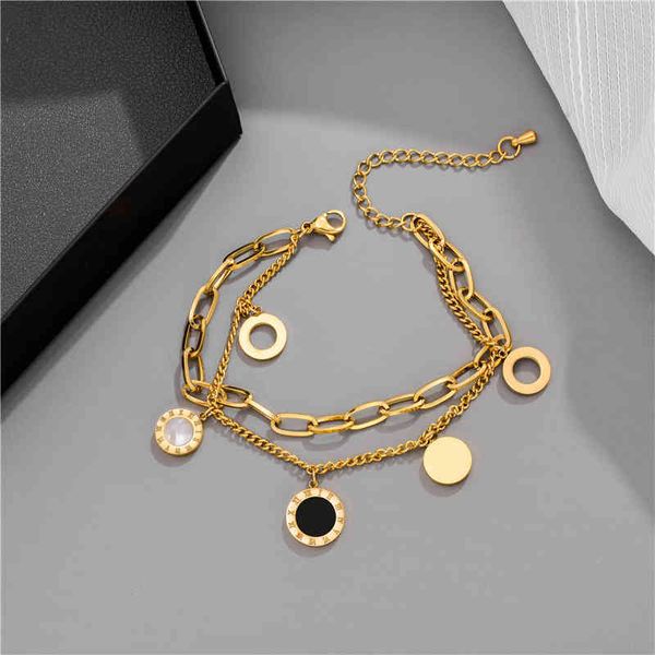 gioielli di marca famosa di lusso in oro rosa acciaio inossidabile numeri romani bracciali braccialetti braccialetto di fascino femminile per le donnelbydcategory