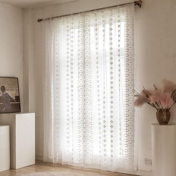

curtain & drapes white lace tulle sheer floral embroidery tassel short window for home living room decor in the kitchen cafe