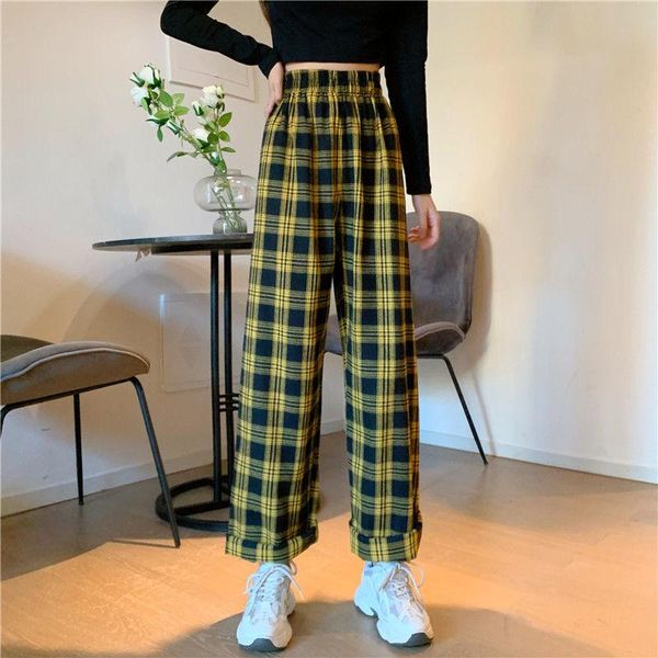 

women's pants & capris autumn high waist palid casual women korean loose streetwear pant plus size female fashion straight trousers, Black;white