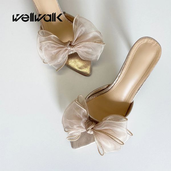 

francine bow pointed mules features an oversized and an upper finished in a soft shimmering champagne tone dress heel slippers 210225, Black