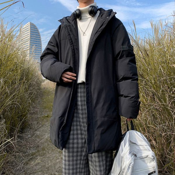 

2021 new winter long men's parka warm fashion casual hooded men wild loose korean style oversize coat mens overcoat m-5xl 7i7d, Black
