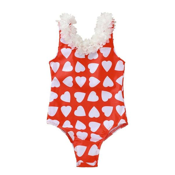 

one-pieces baby kids girls summer heart-shaped printed bikini one piece swimwear swimsuit, Black
