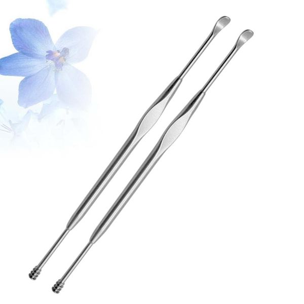 

nail art kits 2pcs double-end ear pick spoon stainless steel spiral wax clean tool cleaner
