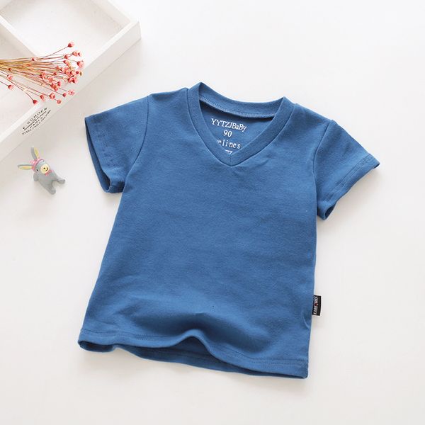 

2020 children's clothing summer south new boys' korea short sleeve t-shirt v-neck pure cotton shirt, Black;white