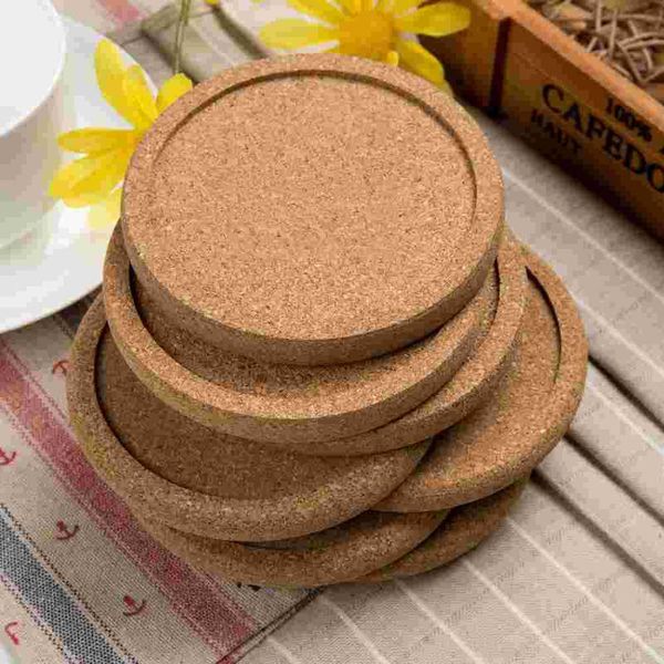 

mats & pads 12 pcs simple cork coasters round absorbent drink for home restaurant office and bar 10cm (patterns)