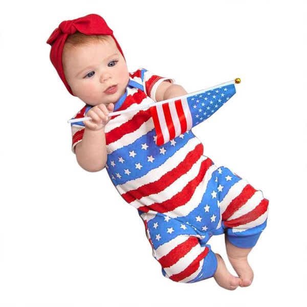 

jumpsuits infant baby boys girls 4th-of-july stars and striped printed romper jumpsuit rompers clothes girl for babies, Blue