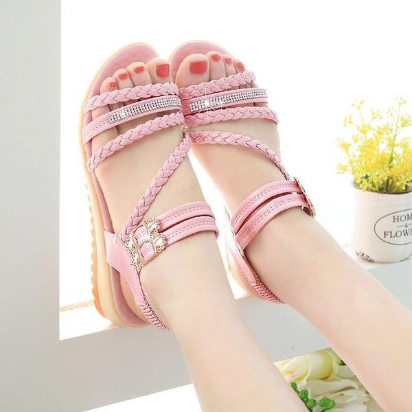 

sandals womens girls shoes casual beach shoe outdoor sandalies simple flat-heeled flat lightweight women, Black