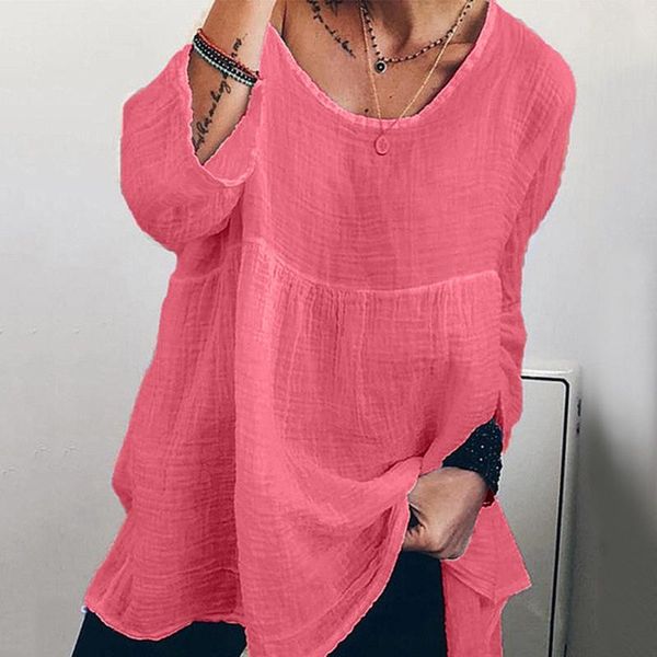 

women's blouses & shirts women cotton linen and solid long sleeve v-neck loose patchwork casual beach summer mujer camisetas, White