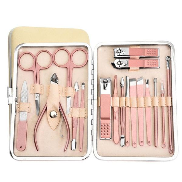 

nail art kits manicure set pedicure professional kit clippers grooming tools 18 in 1 case 094e
