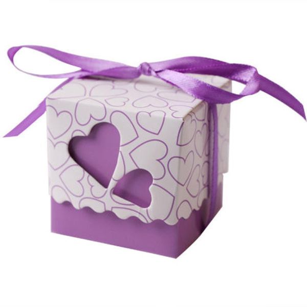 

10 pcs craft square candy boxes paper love heart favor string tags wedding box