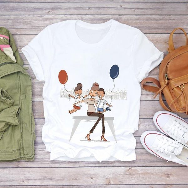 

women 2021 cartoon momlife mom mother gift print mother lady t-shirts t shirt ladies womens graphic female tee t-shirt, White