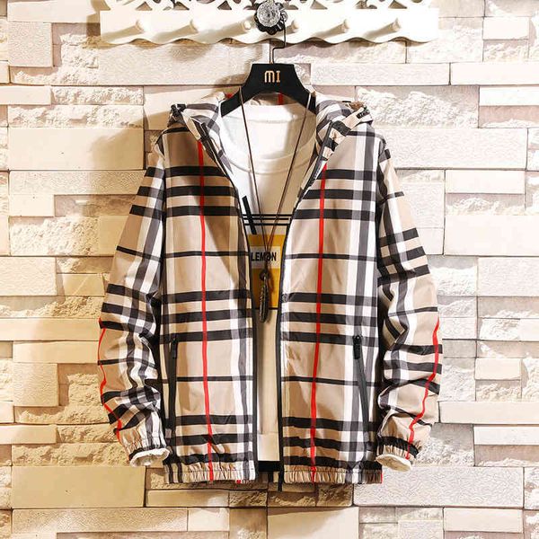 

good luxury designer brand coat men's plaid coat spring and autumn 2022 new korean fashion casual jacket men's stud 9wrt, Black;brown