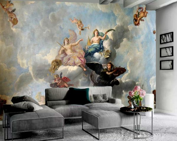 

cute angel wall paper european 3d character wallpaper silk mural 3d wallpaper indoor tv background wall classic 3d wallpaper