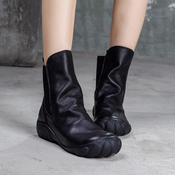 

boots ankle boot shoes woman 2021 latest pleated design lady handmade genuine leather finger toes female black booties