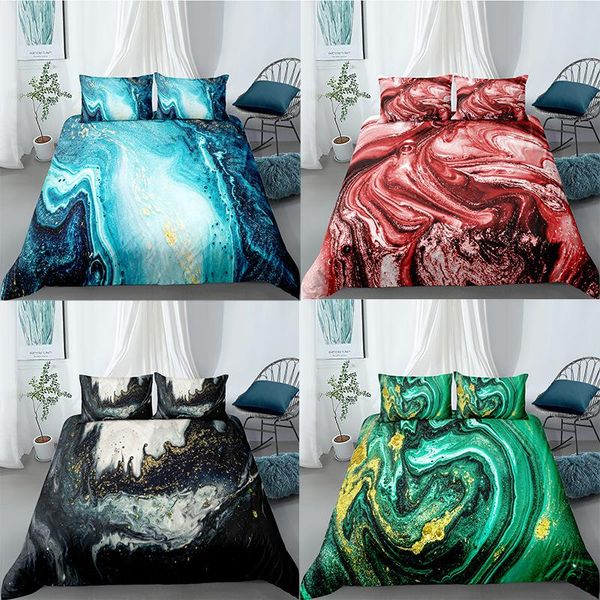 

bedding sets multicolor marbling design pattern 3d hd digital duvet cover+pillowcase single twin  king bed set
