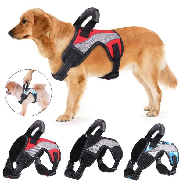 

dog collars & leashes pet harness mesh breathable chest back strap outdoor walking adjustable puppy collar vest for small medium large cat