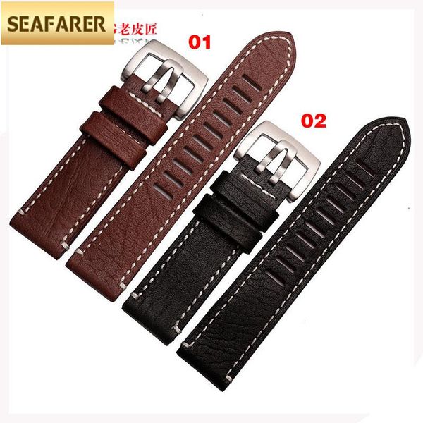

watch bands with a leather strap male thick line for 1861 bo. 1927 fashion 24mm, Black;brown