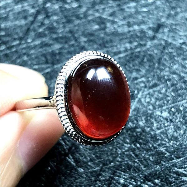 

cluster rings natural garnet ring for woman lady man orange red crystal stone silver love different beads adjustable jewelry, Golden;silver