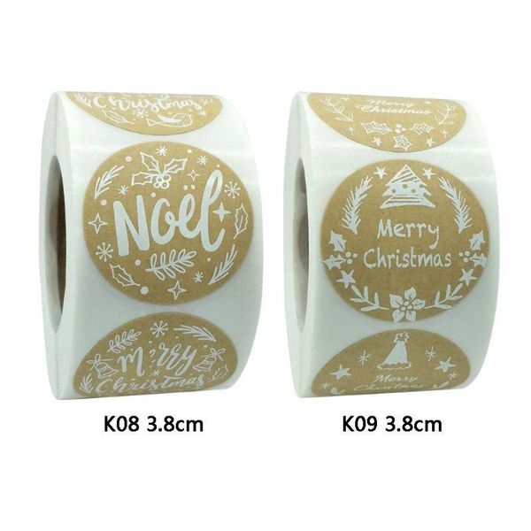 

gift wrap 500pcs round merry christmas stickers thank you card box package seal label