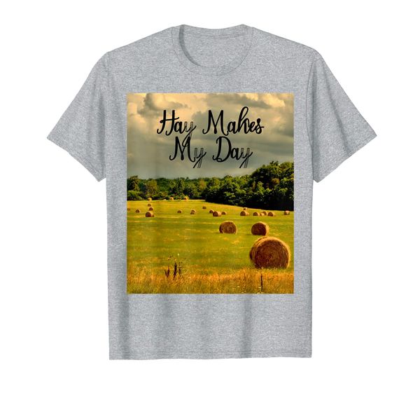 

bailing hay makes my day cute farm field t-shirt, White;black