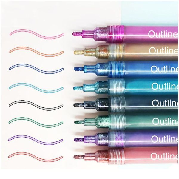 

8 colors double lines art markers out line pen stationery art drawing pens for calligraphy lettering color journal scra qylfzp