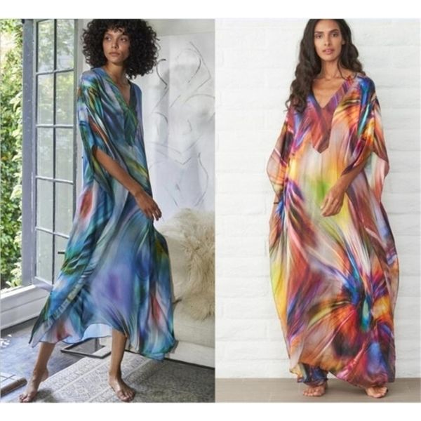

kaftan beach chiffon cover up women swimwear 2020 beach wear oversize bikini cover up holiday seaside bohemian robe sarong beach tunic dress