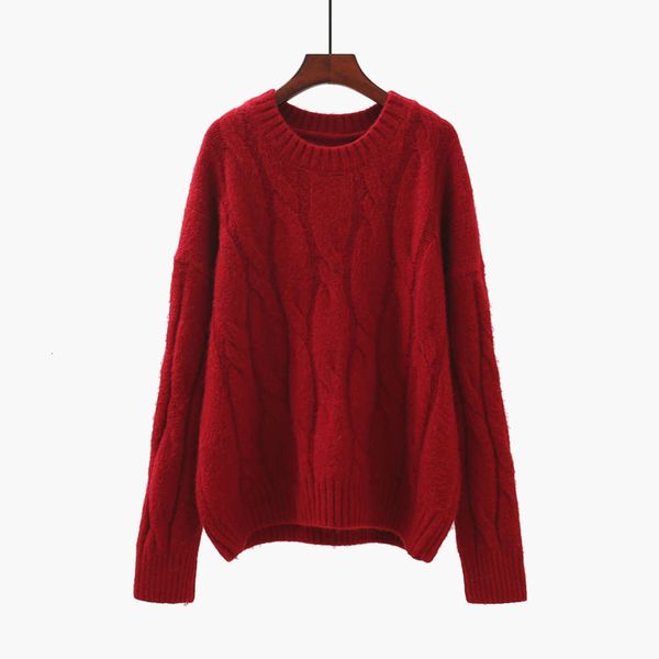 

twist sweater women's pullover autumn and winter 2020 new thickened short loose wear versatile long sleeve t-shirt, White;black