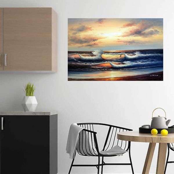 

surf sunrise quiet beach hawaii caribbean seascape wall decor handpainted &hd print oil painting on canvas wall art canvas picture 210301
