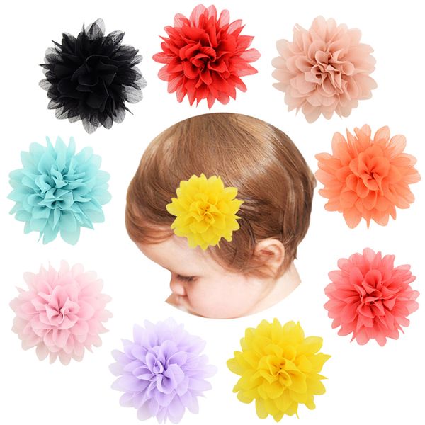 

baby girls chiffon hair pins child accessories floral hairpins hair clips infant barrettes fashion headwear kids gifts, Golden;silver