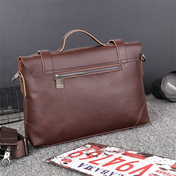 

men's leather briefcase, 12 inch laphandbag, men's business strap bag, 2019