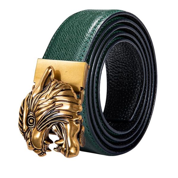 

belts di-2110 hi-tie arrival men's automatic belt green male golden buckle leather fashion business waist strap for men, Black;brown